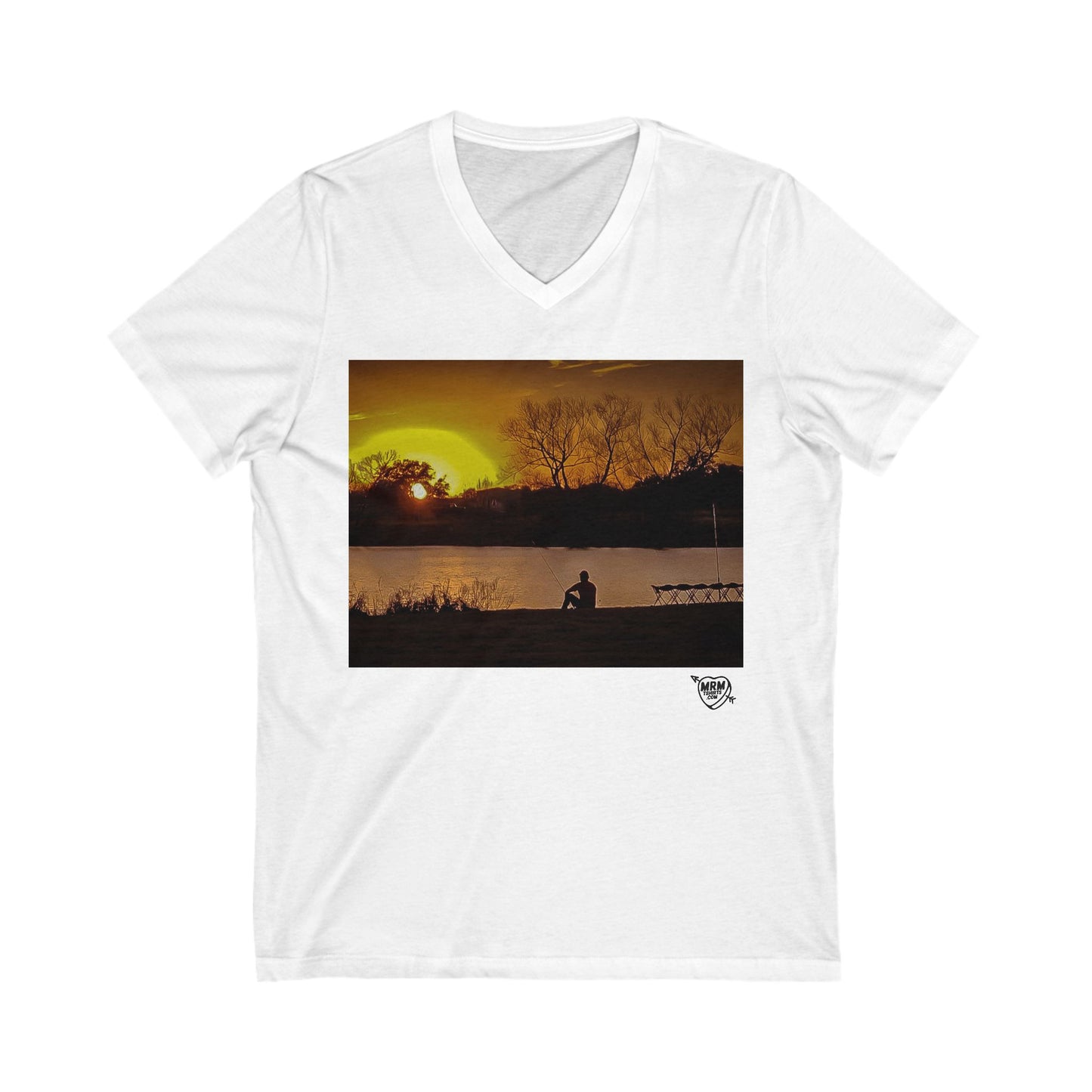 1 - Austin - Catching a fish at sundown - 1 - V-Neck
