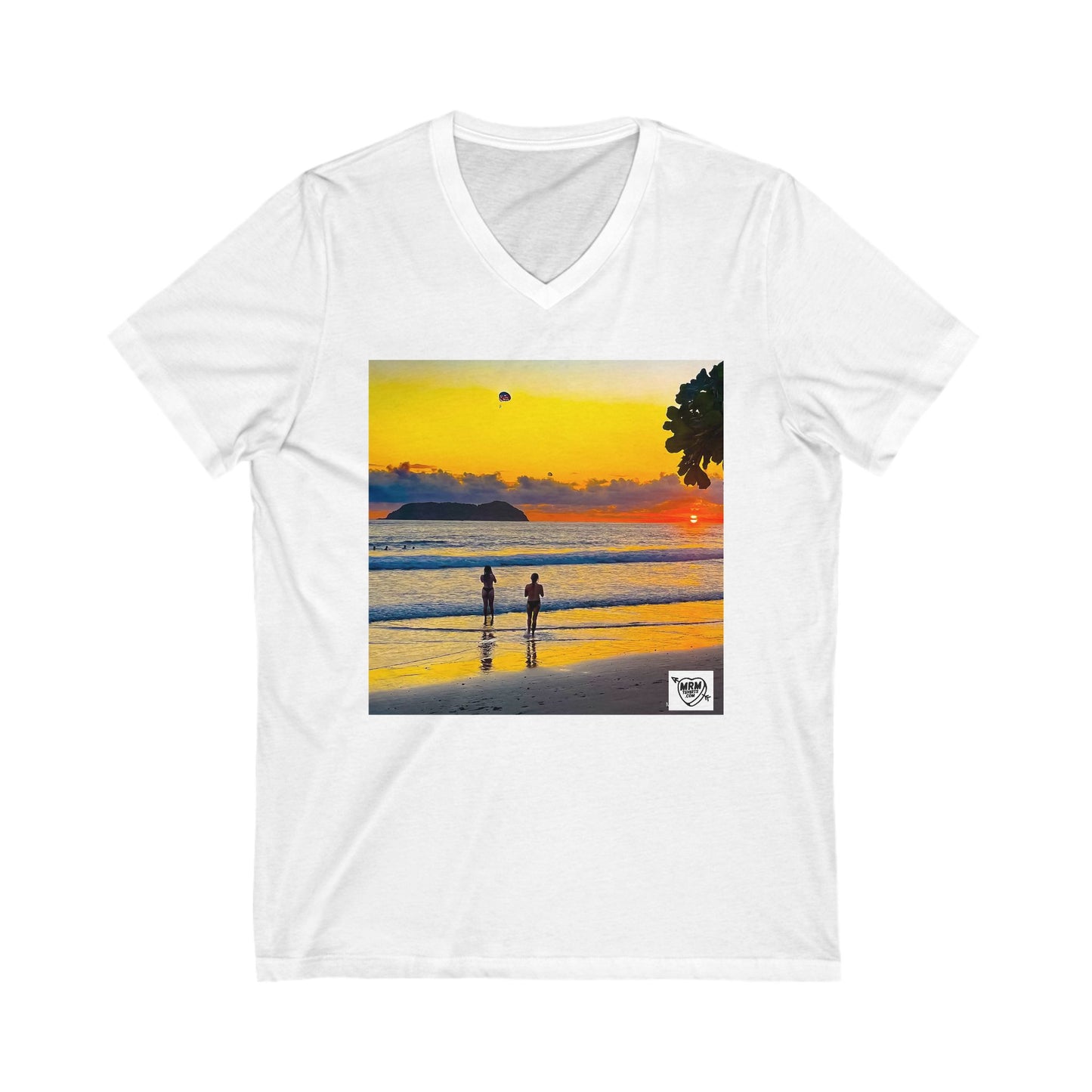 1 - Colta Rica - 2 swirls gaging tigtunes on the peach - V-Neck
