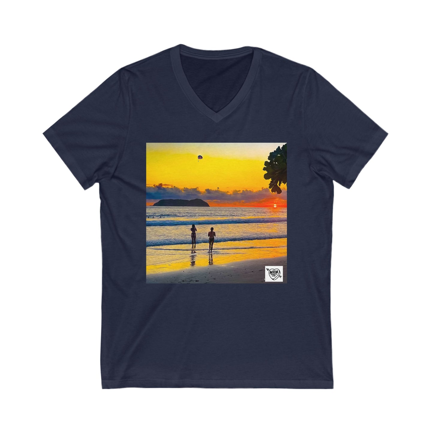 1 - Colta Rica - 2 swirls gaging tigtunes on the peach - V-Neck