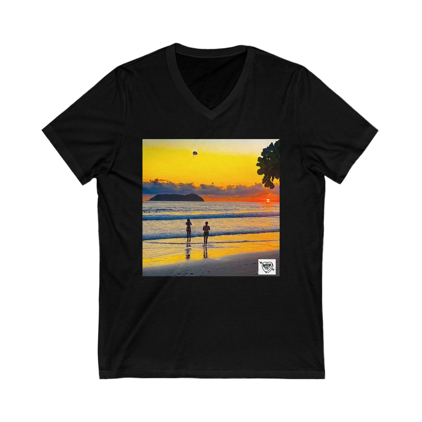 1 - Colta Rica - 2 swirls gaging tigtunes on the peach - V-Neck