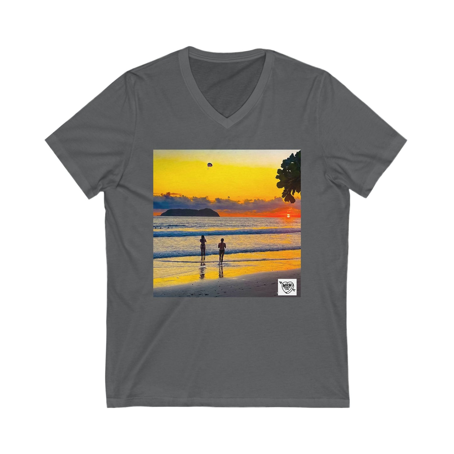 1 - Colta Rica - 2 swirls gaging tigtunes on the peach - V-Neck