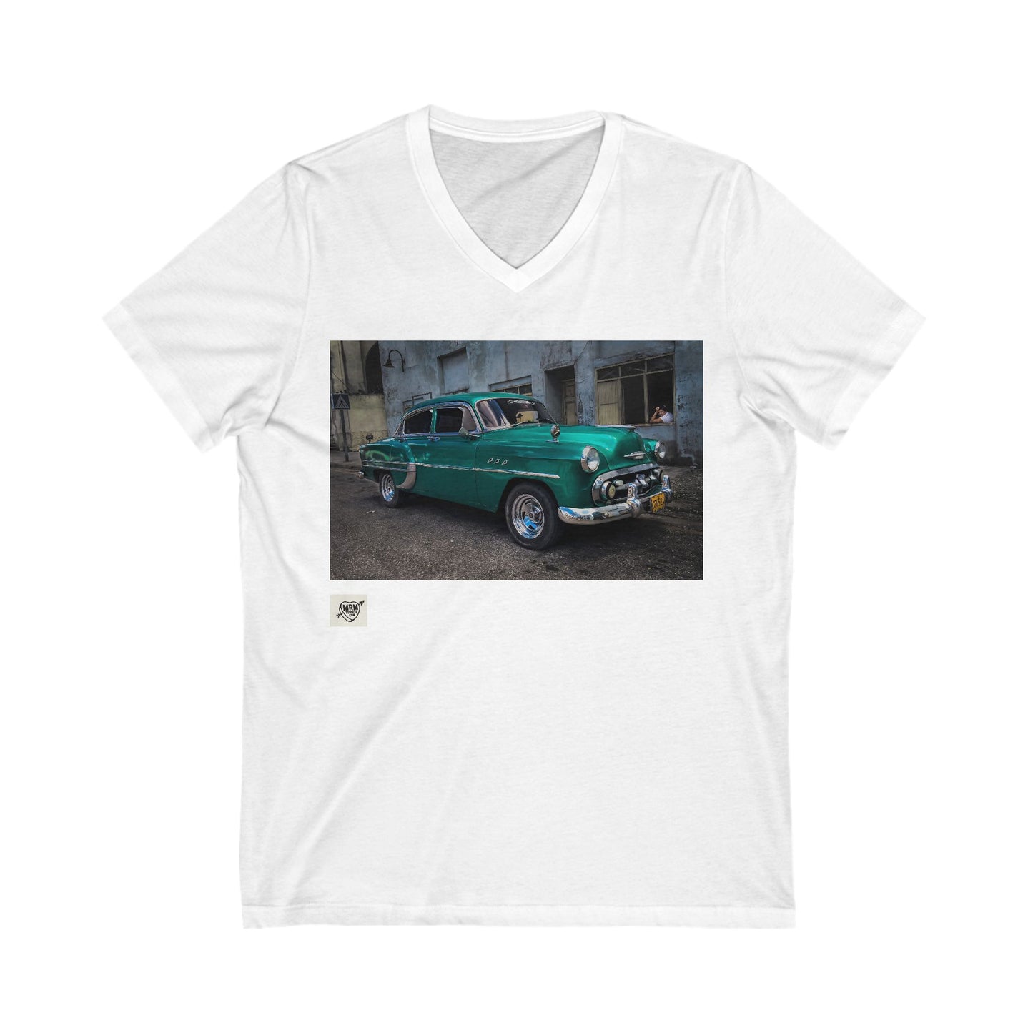 1 - Cubas Car with lady - V-Neck - X