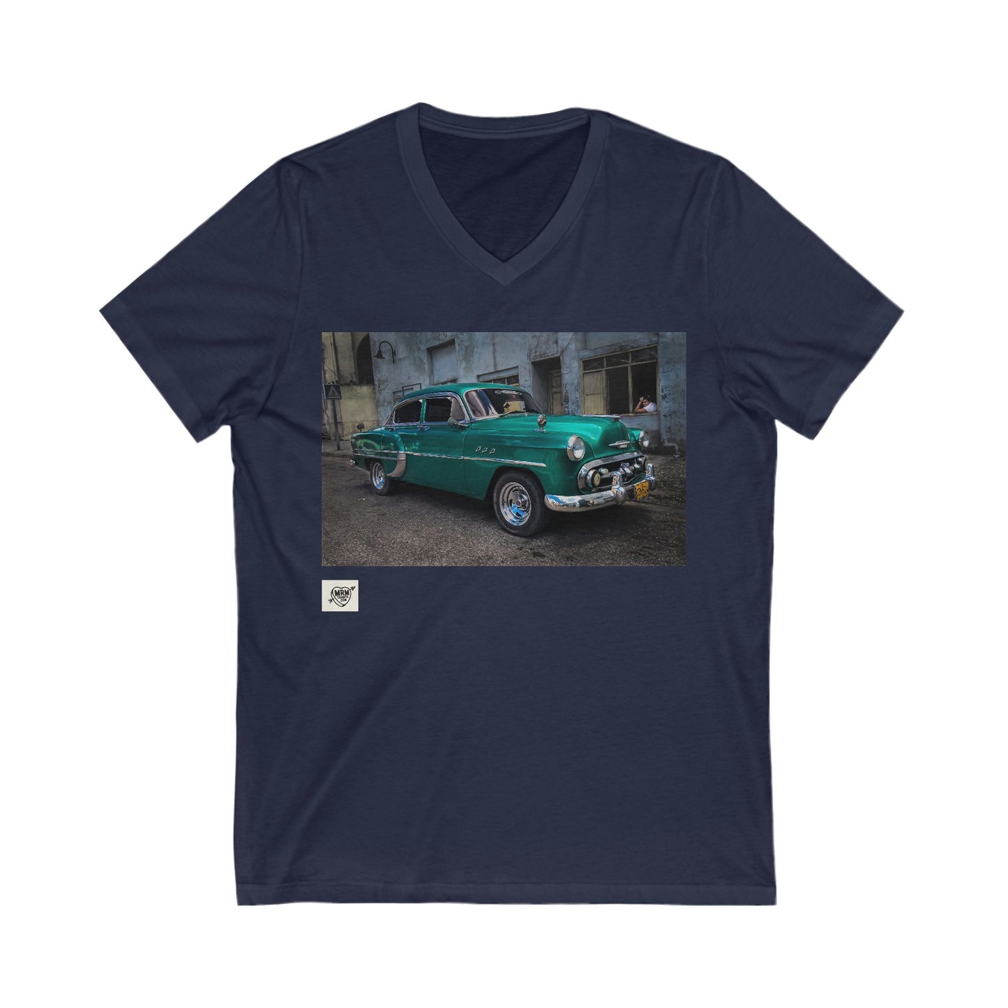 1 - Cubas Car with lady - V-Neck - X