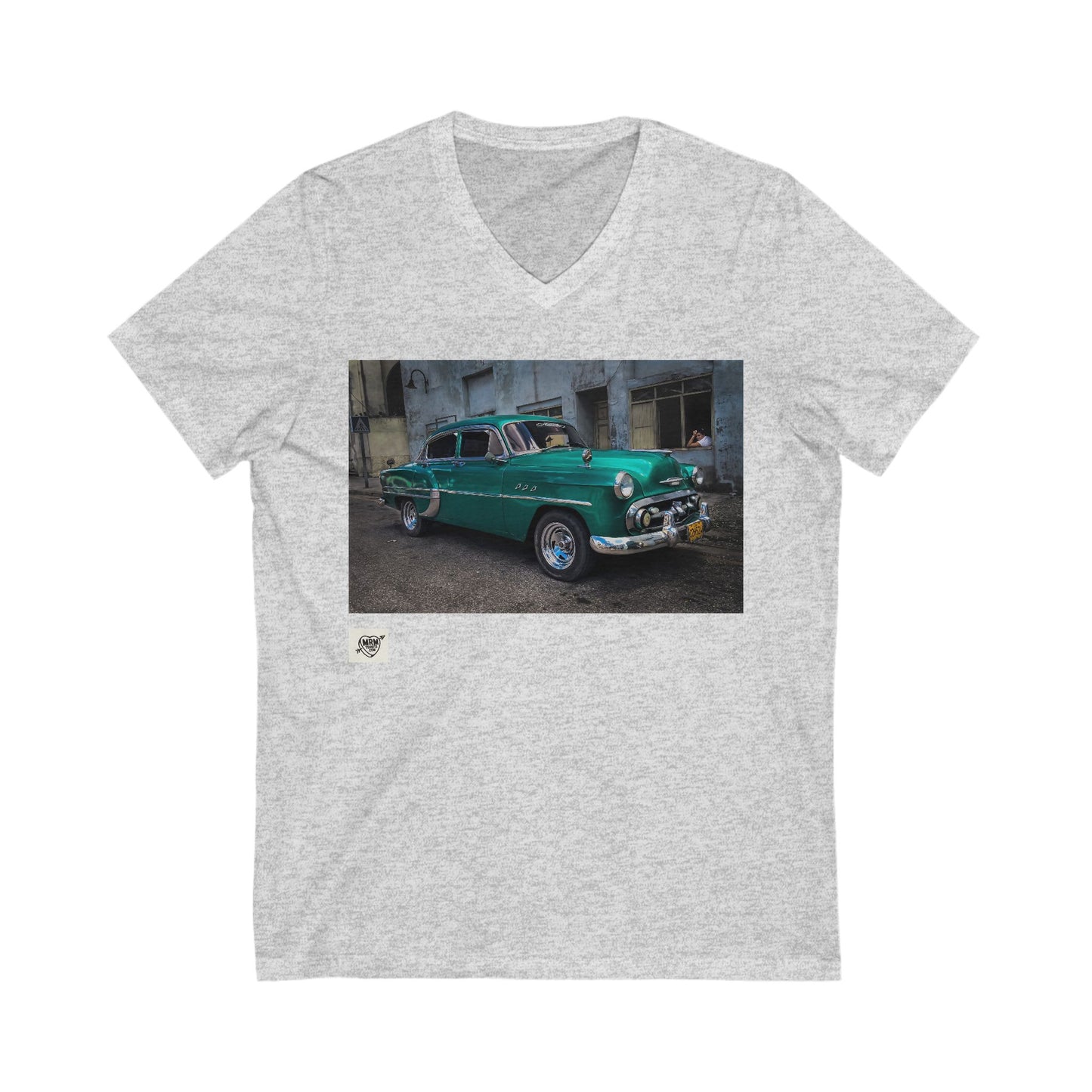 1 - Cubas Car with lady - V-Neck - X