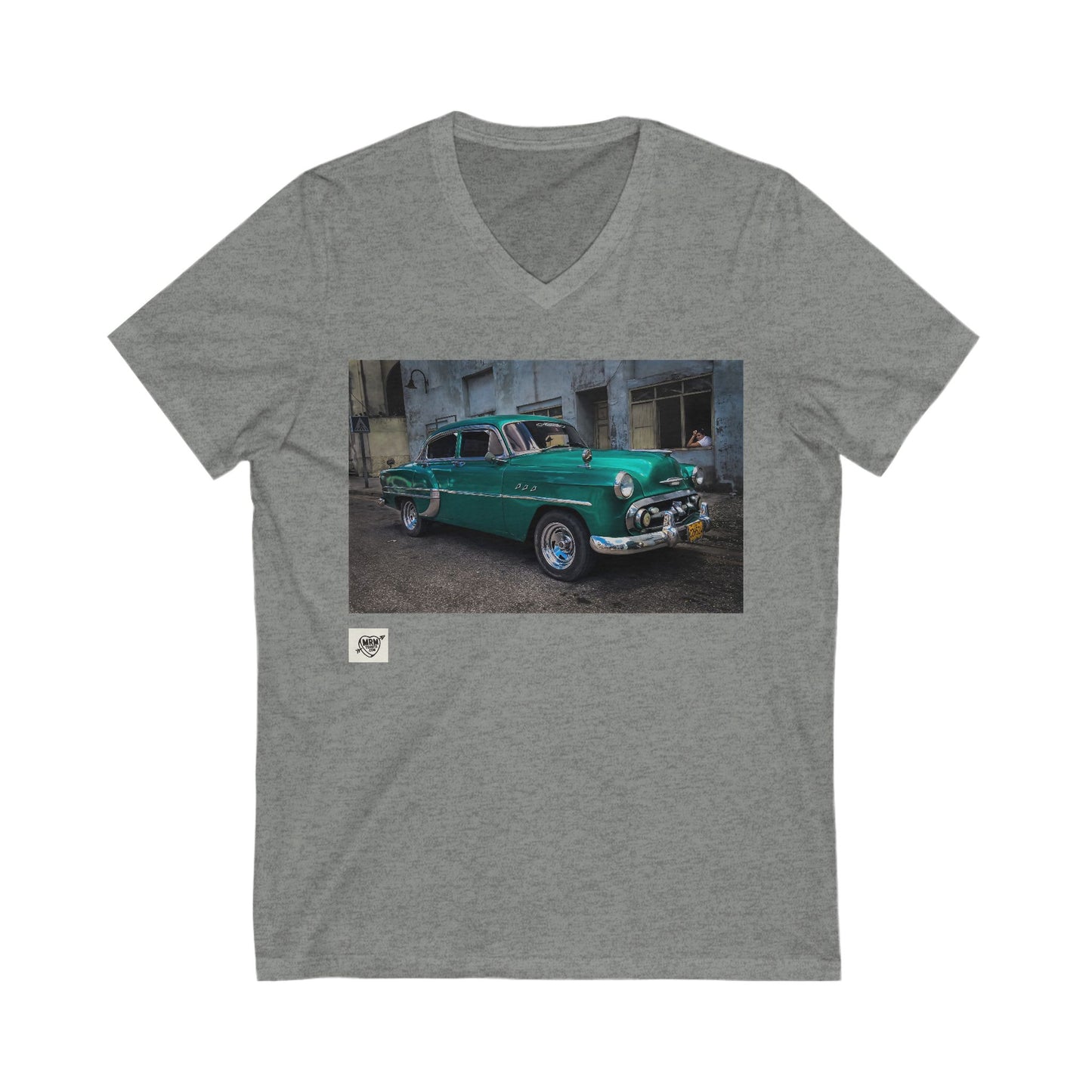 1 - Cubas Car with lady - V-Neck - X