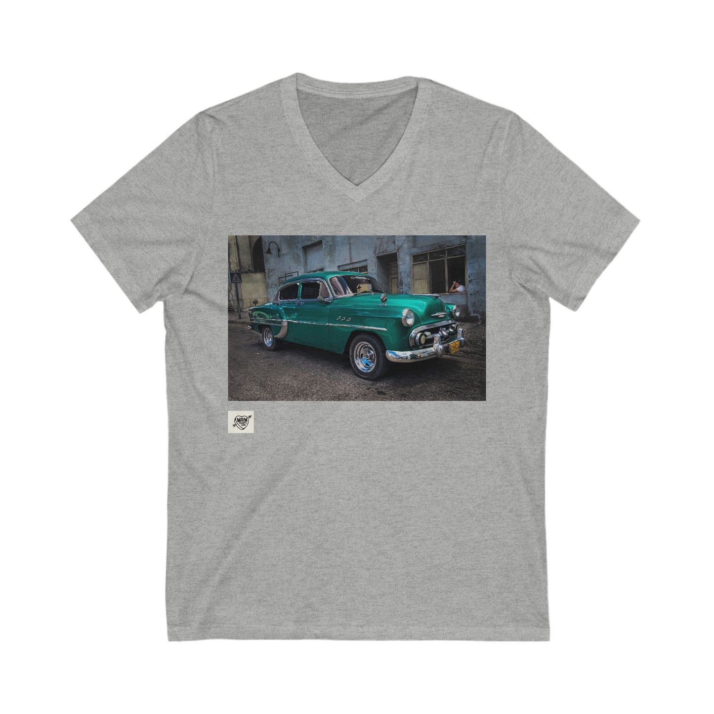 1 - Cubas Car with lady - V-Neck - X