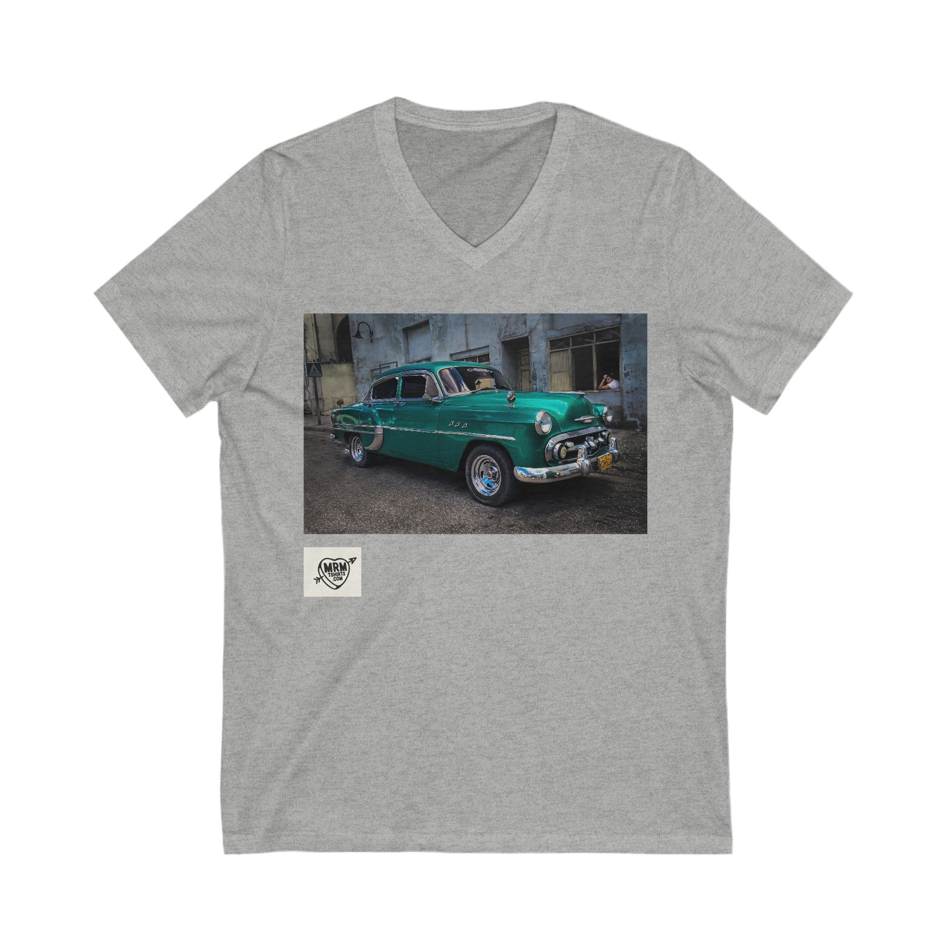 Cuba car with lady - V-neck