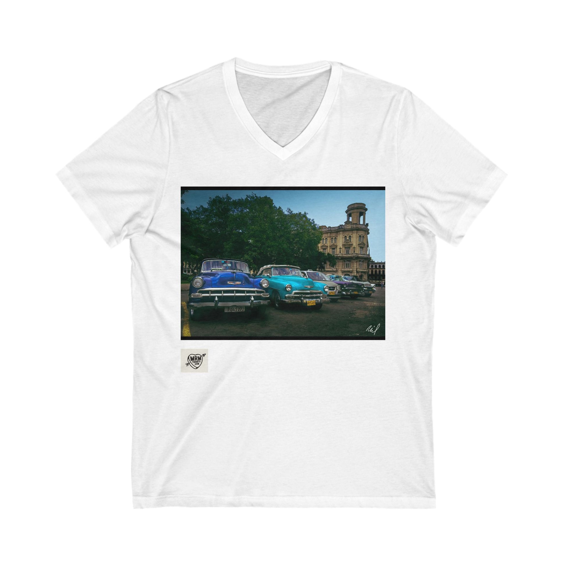 Cars in Havana, Cuba - V-Neck