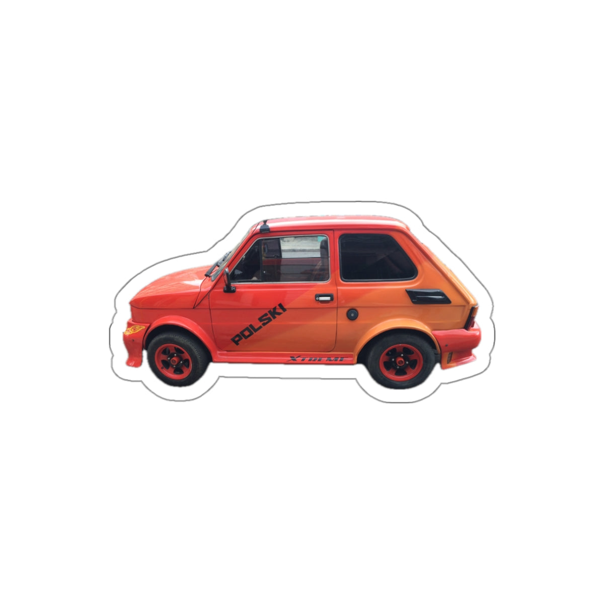 Retro Red Fiat 126 - Sticker