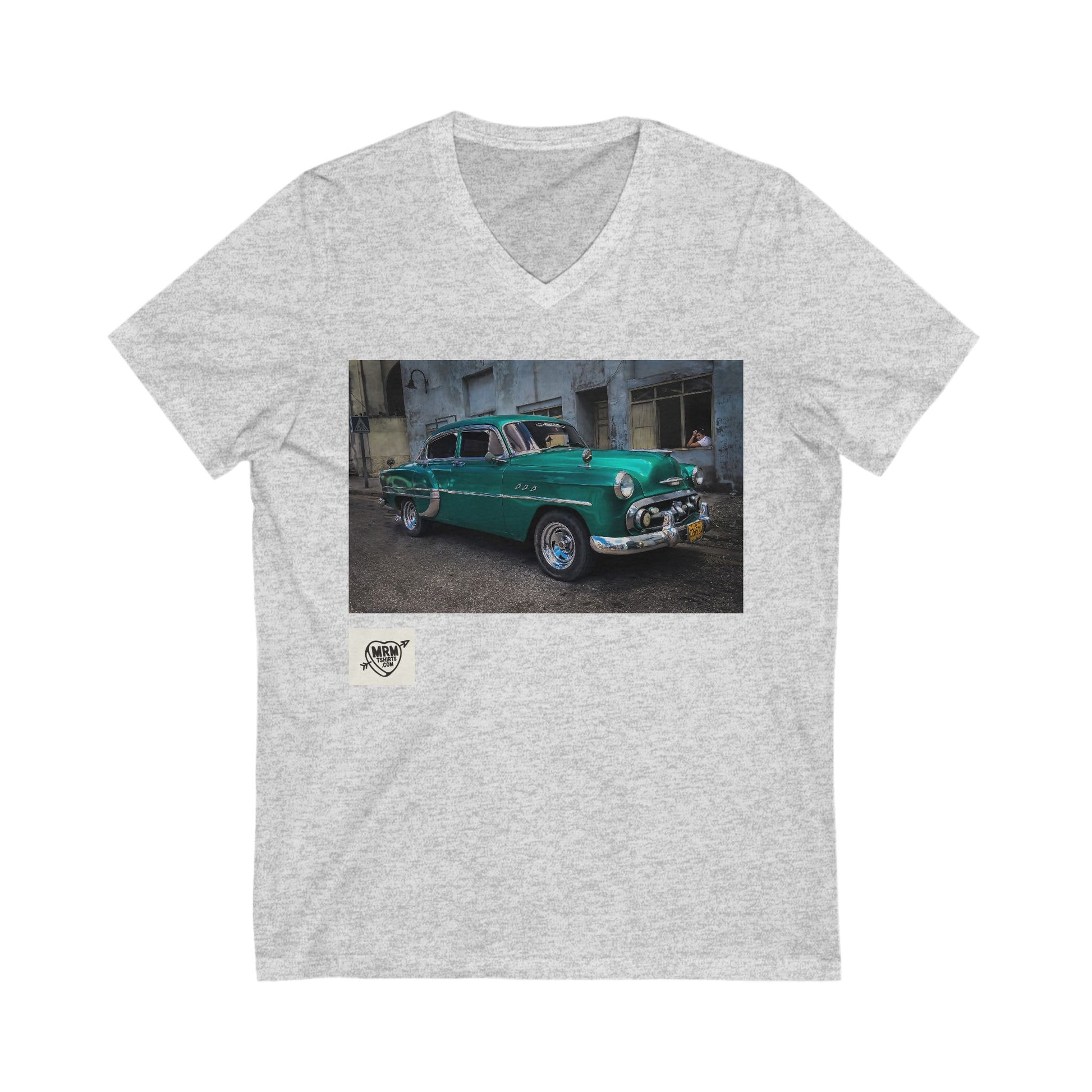 Cuba car with lady - V-neck