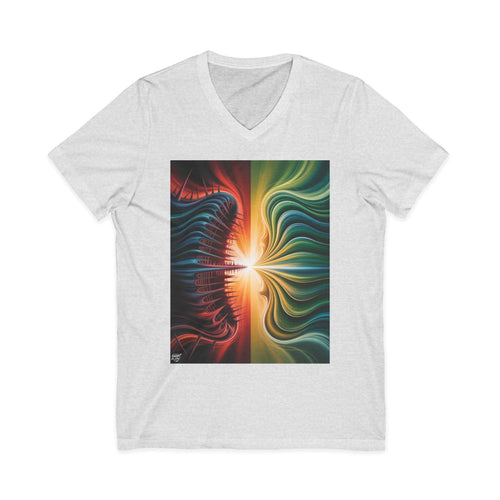 111111111. Split Frequency Abstract Soundwave - 4 - V-Neck