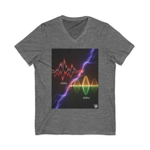432 Hz vs 528 Hz Frequency Soundwave - V-Neck
