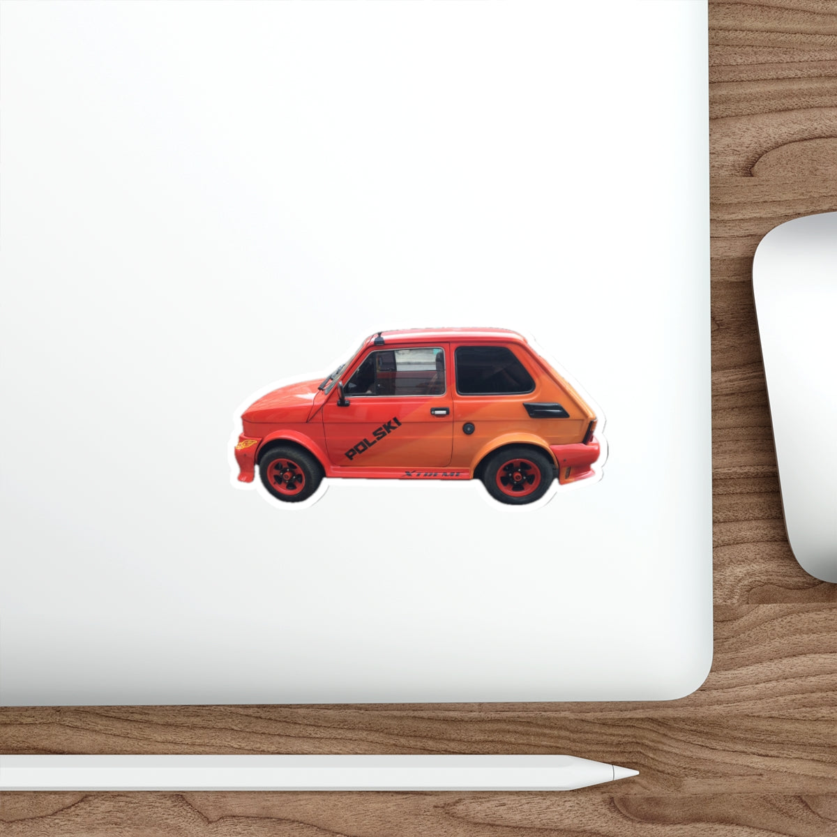 Retro Red Fiat 126 - Sticker