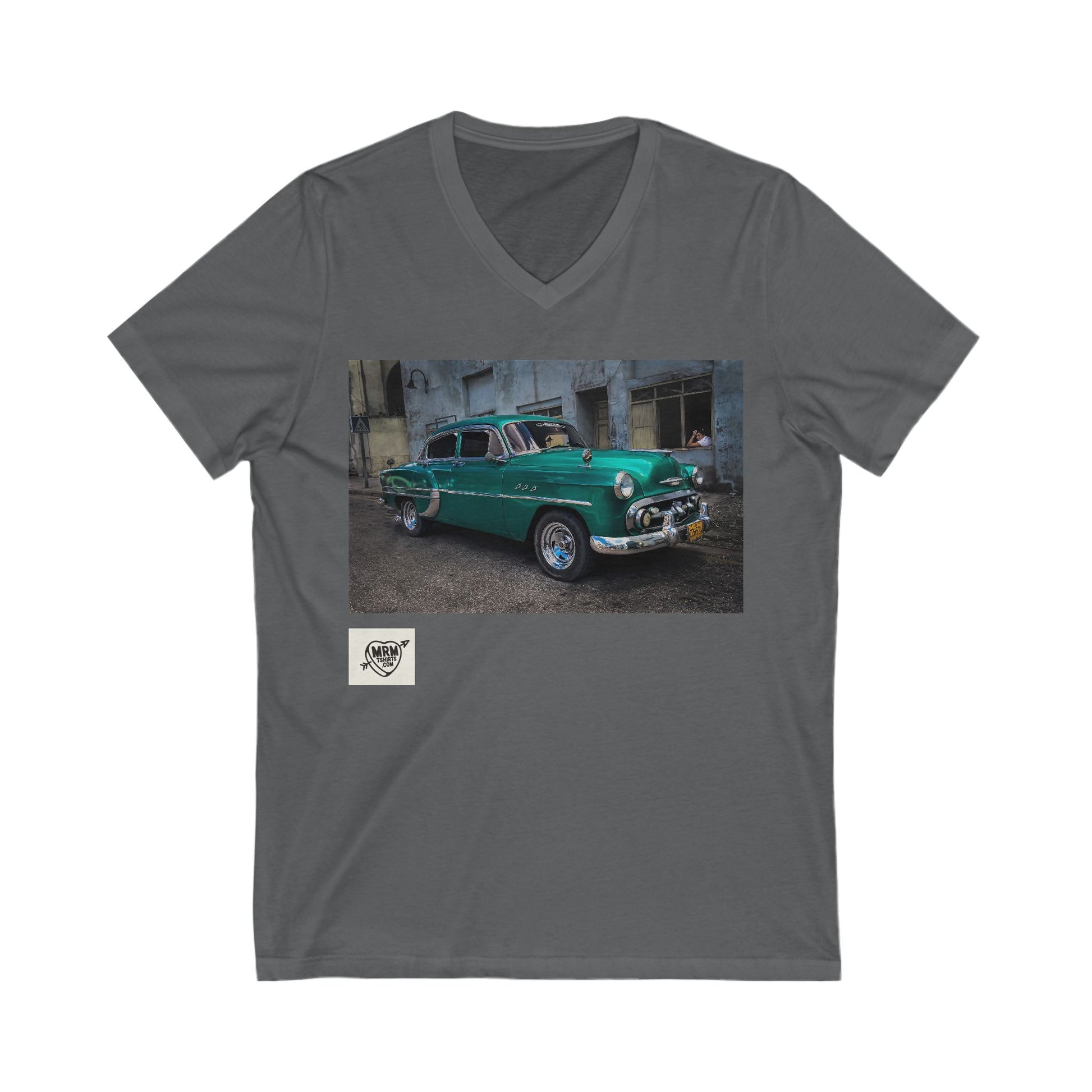 Cuba car with lady - V-neck
